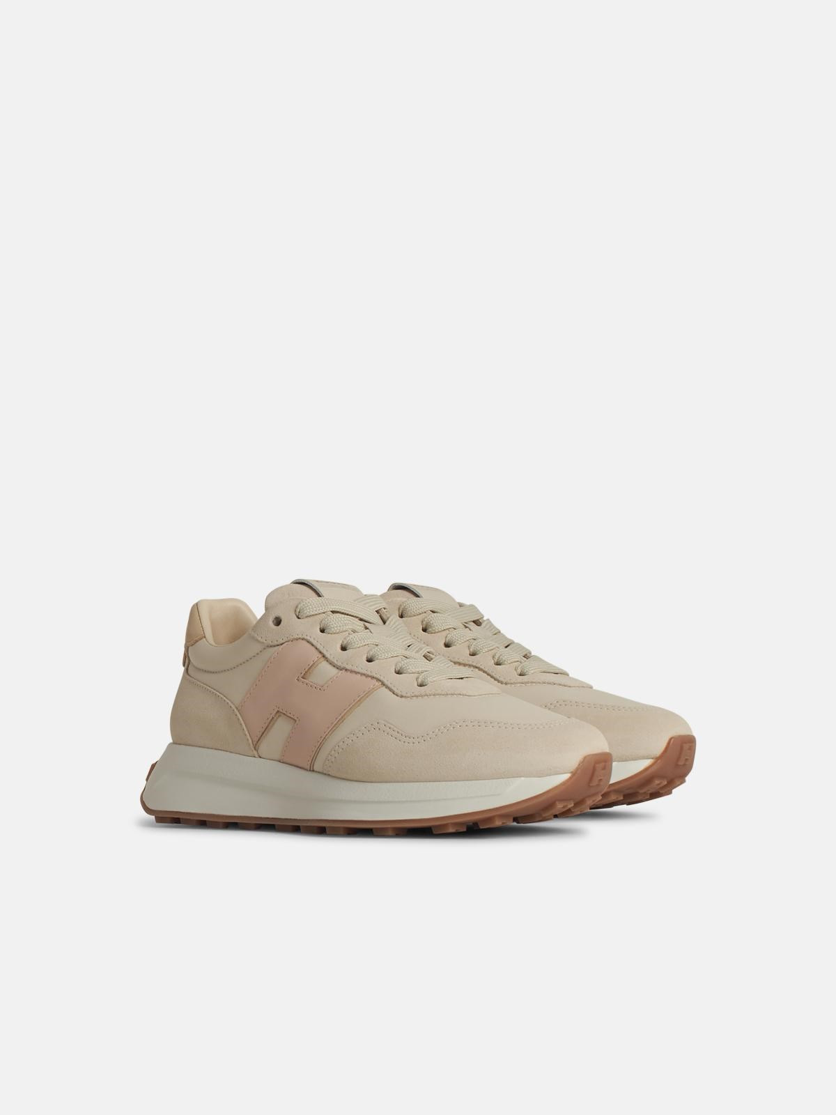 'H641' BEIGE LEATHER SNEAKERS - 2
