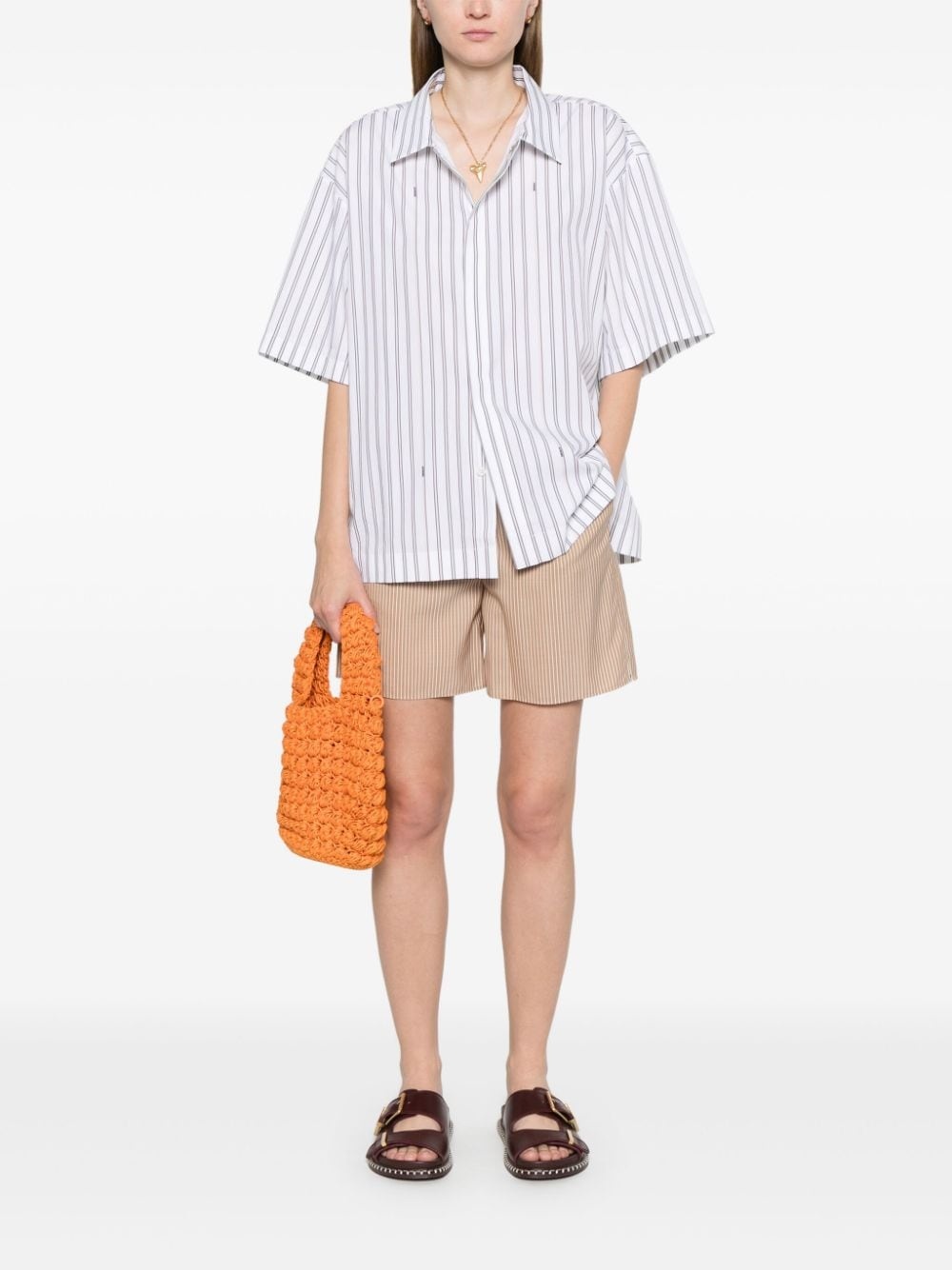 striped wool shorts - 2