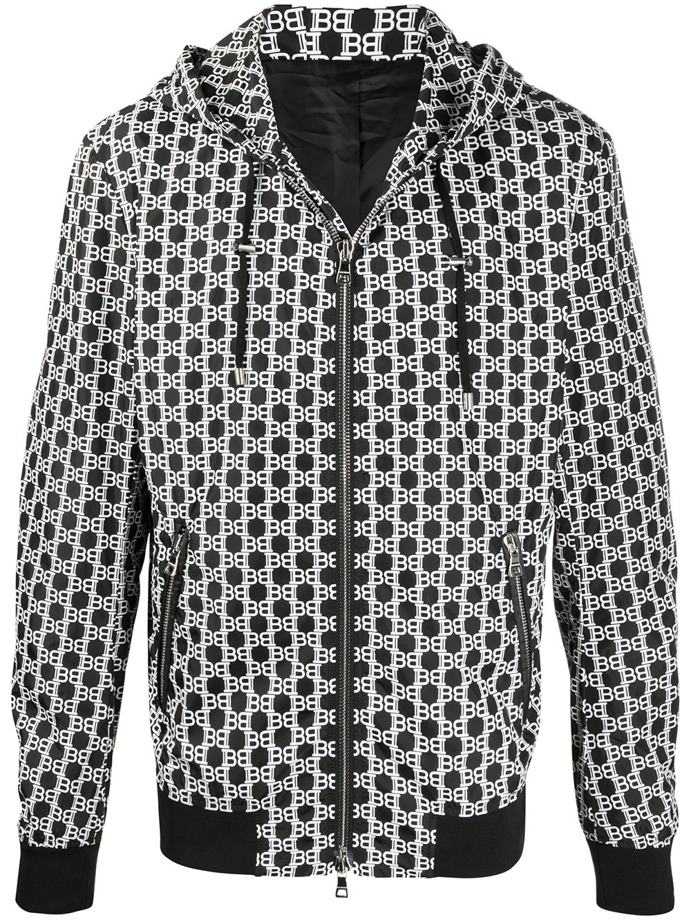 monogram-print hooded jacket - 1