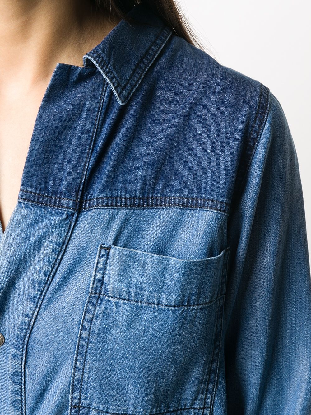 tie-waist denim shirt-dress - 5