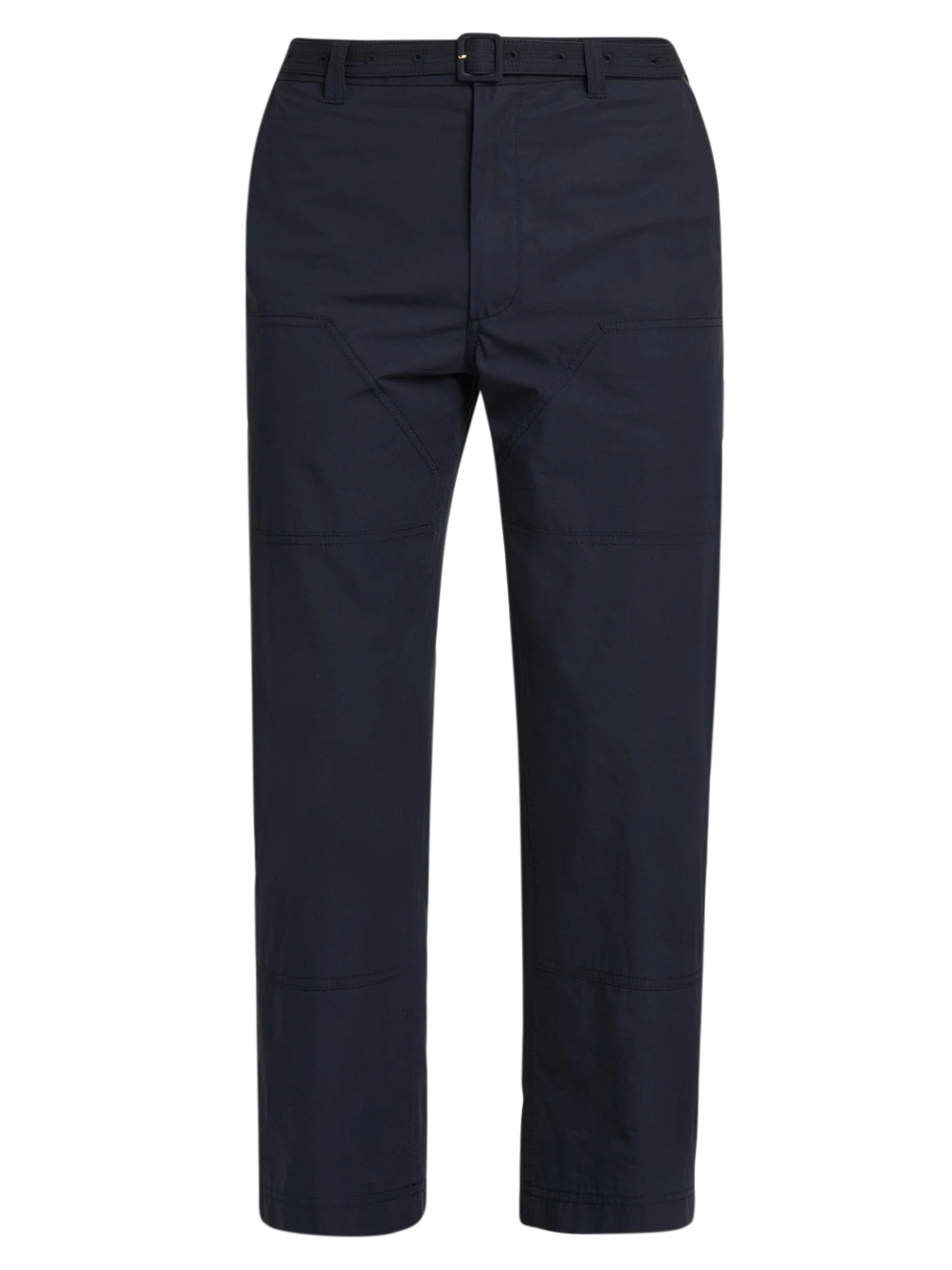 Men's Belted Cotton Cropped Carpenter Pants - Navy - 1