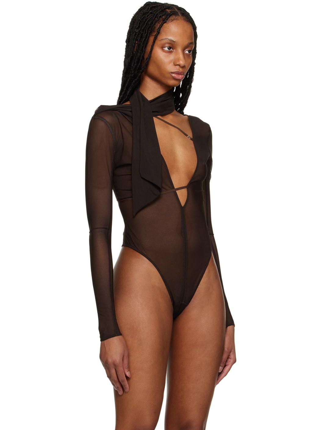 Brown Le Raphia 'Le Body Abanaba' Bodysuit - 4