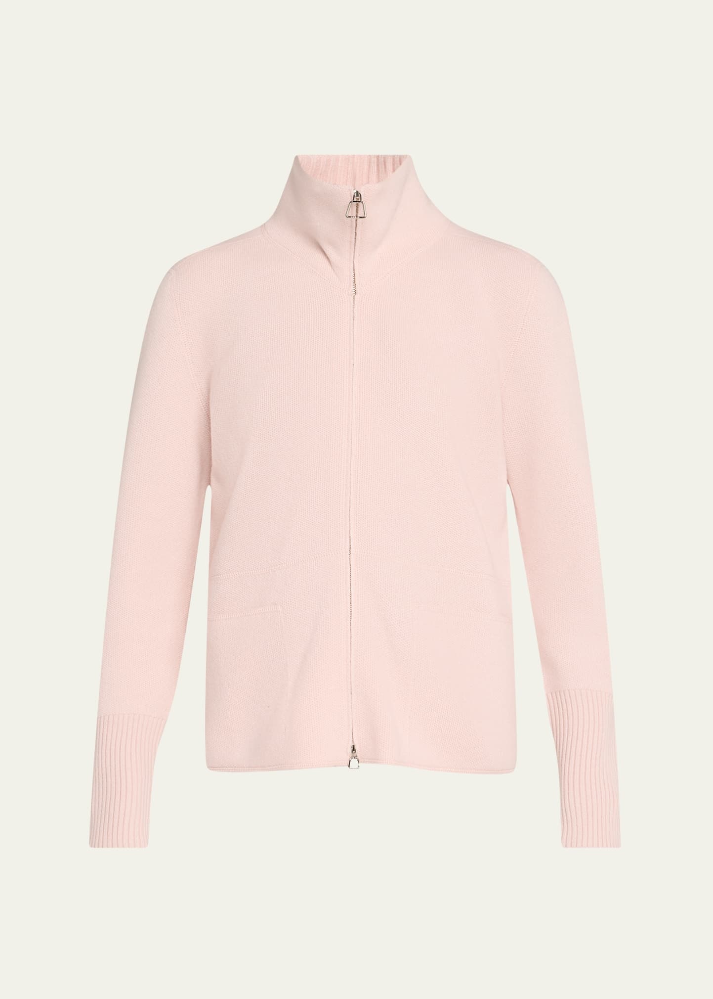 Cashmere Pique Knit Zip Cardigan - 1