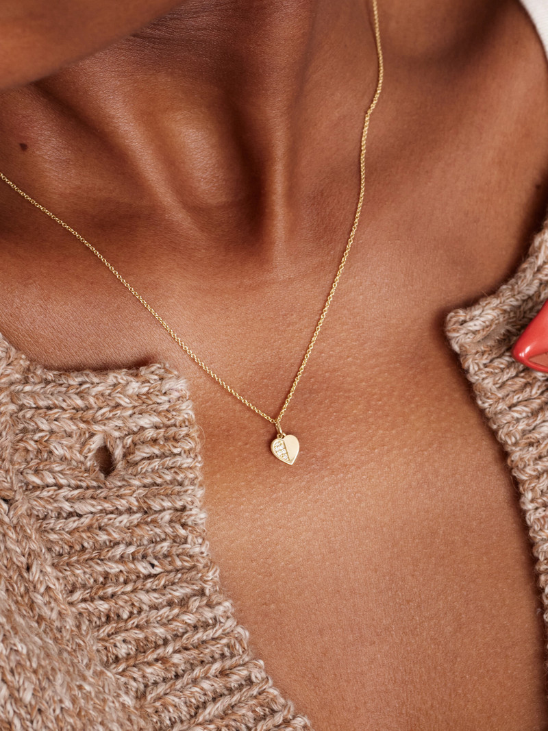 SYDNEY EVAN Half Heart 14-karat Gold Diamond Necklace outlook