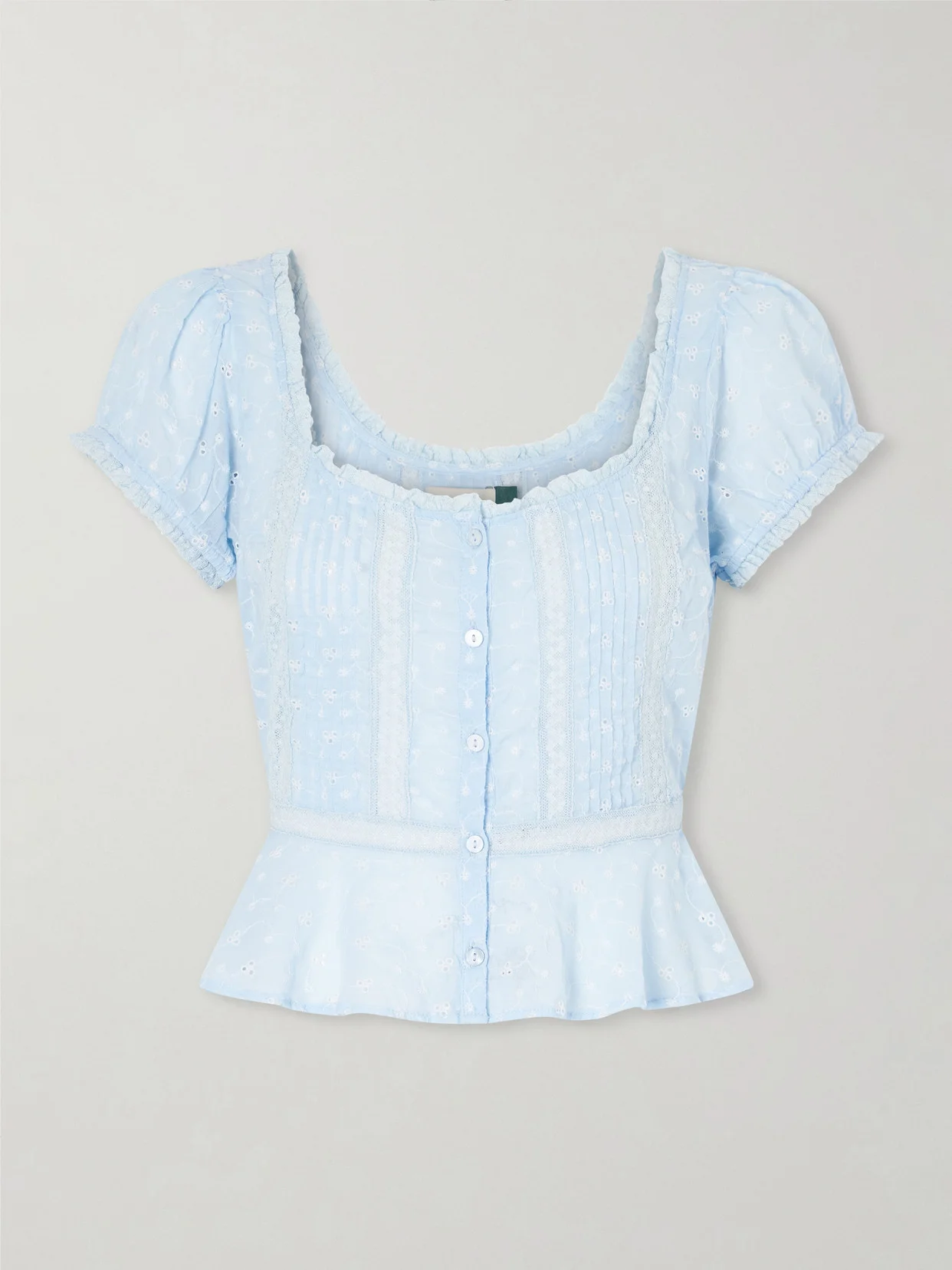 Sandi Cropped Broderie Anglaise Cotton Blouse - 1