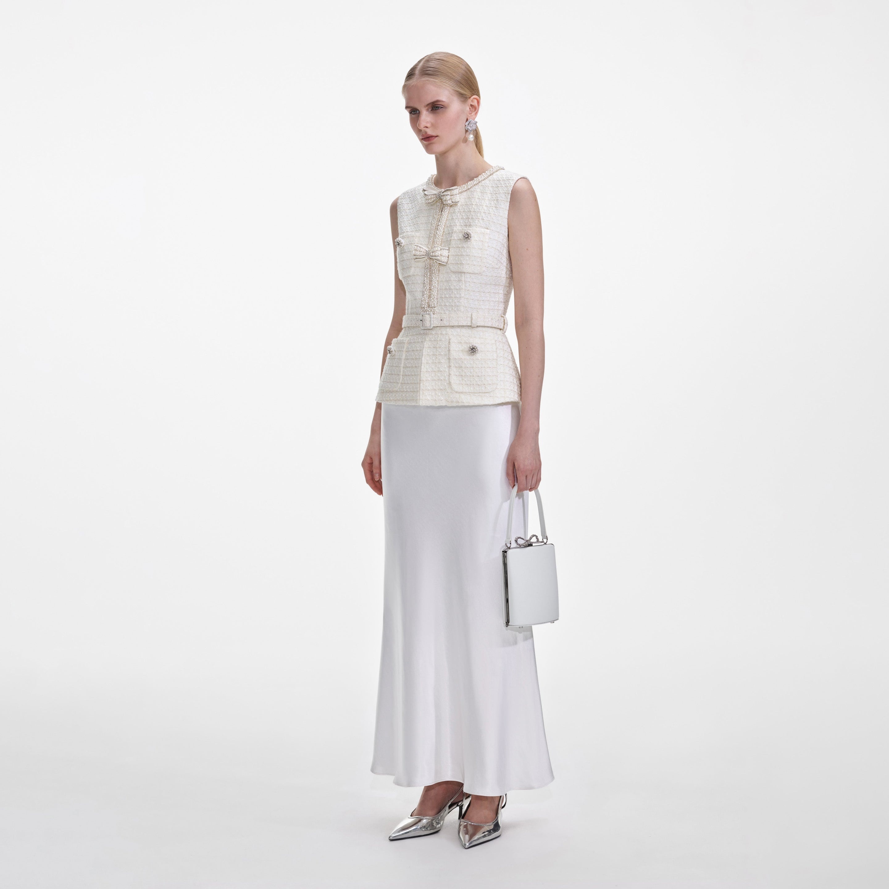 Cream Boucle Midi Dress - 2