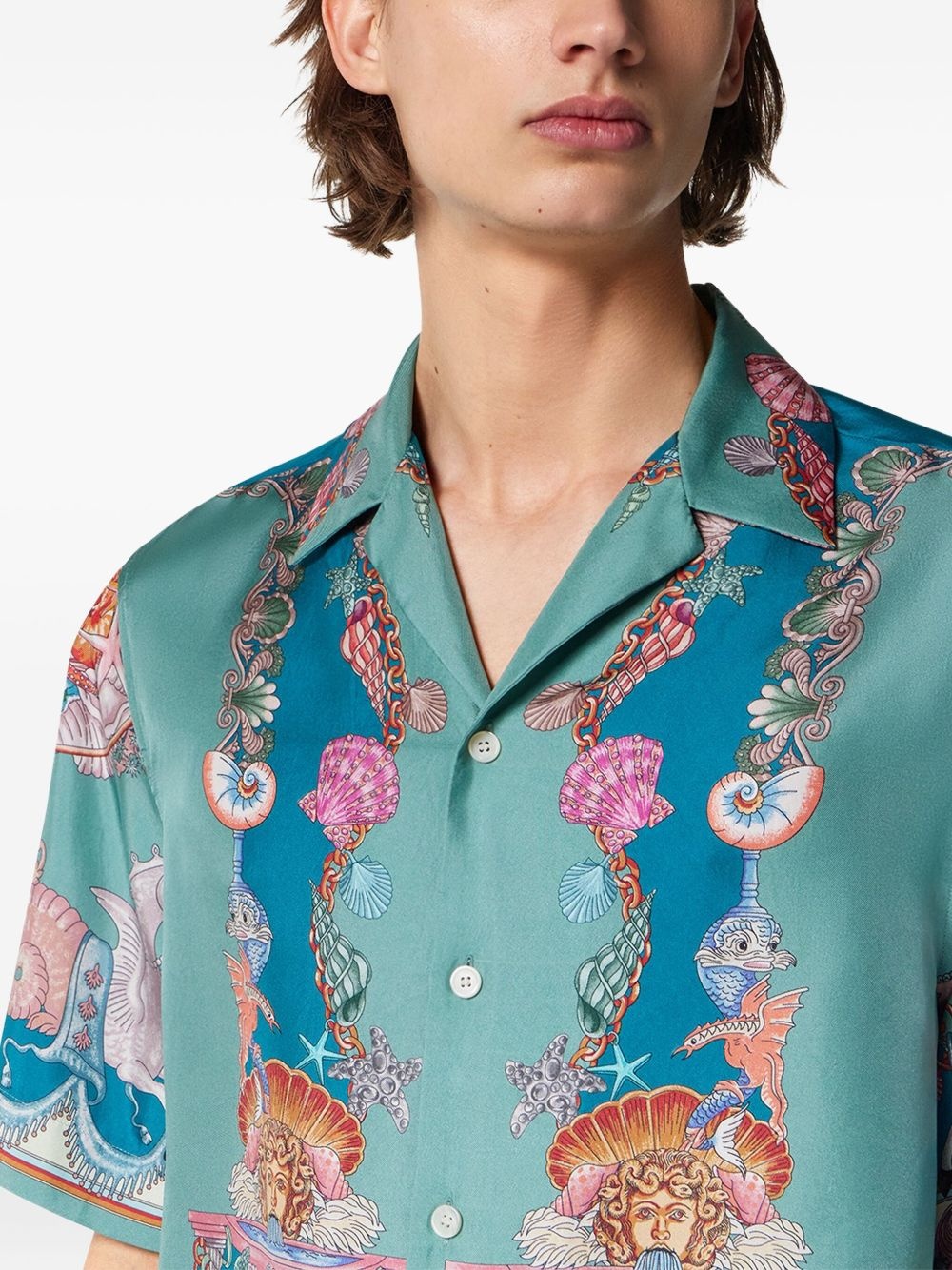 Coral Theatre silk short-sleeve shirt - 5