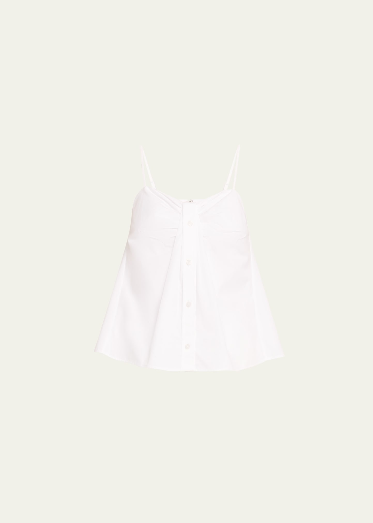 Kenz Sleeveless Cotton Poplin Button-Front Top - 1