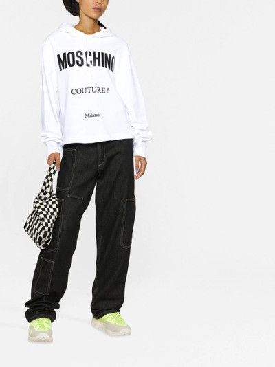 Moschino logo-print cropped hoodie outlook