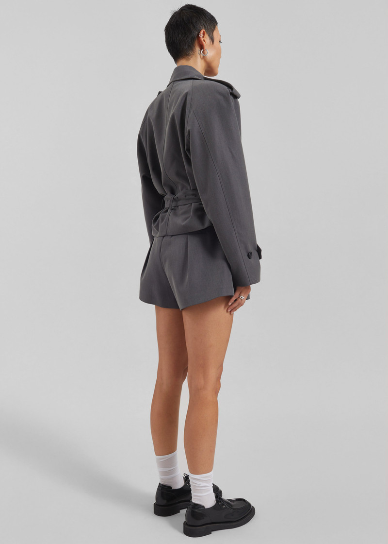 Kinsley Cropped Trench Jacket - Grey 9