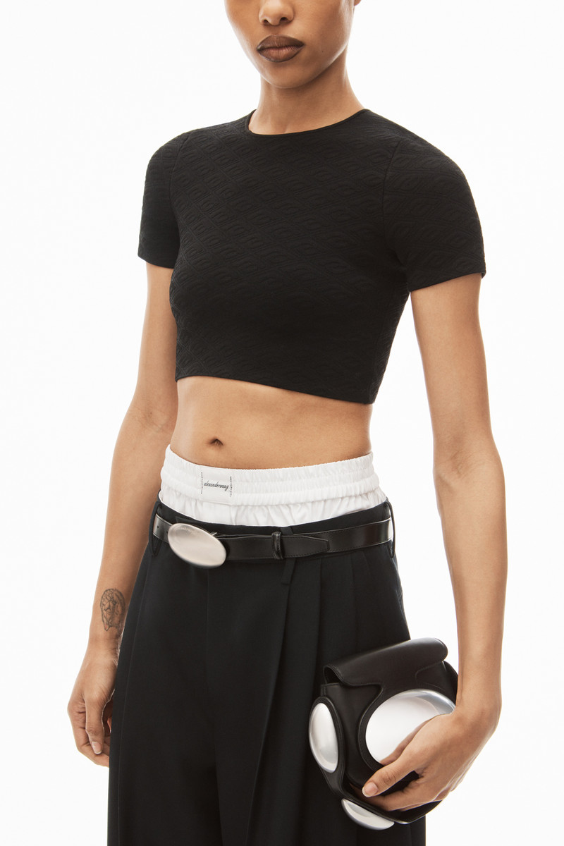 CROPPED TEE IN COMPACT JACQUARD 3