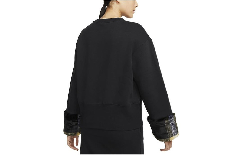 Nike (WMNS) Nike Fleece Print Crew Sweatshirt 'Black' DD4538-010 outlook