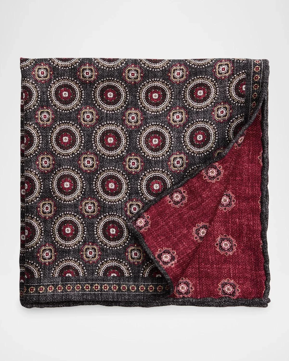 Men's Geometric Double-Circle Silk Pocket Square - 1