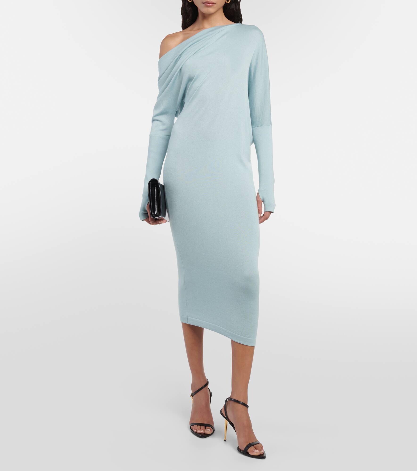 Off-shoulder cashmere-blend midi dress - 2