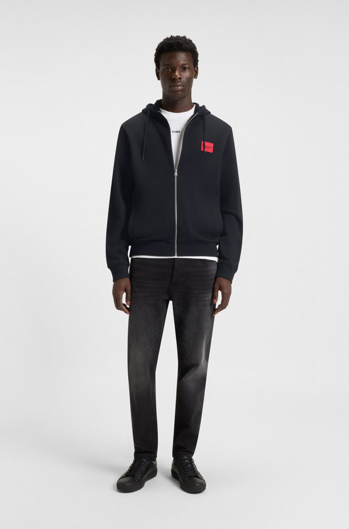 REGULAR-FIT HOODIE IN FRENCH TERRY WITH LOGO LABEL - 4