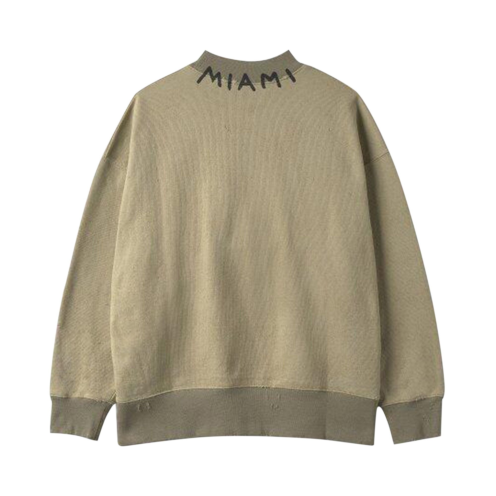 Palm Angels Logo Crewneck Sweatshirt 'Military Green' - 2