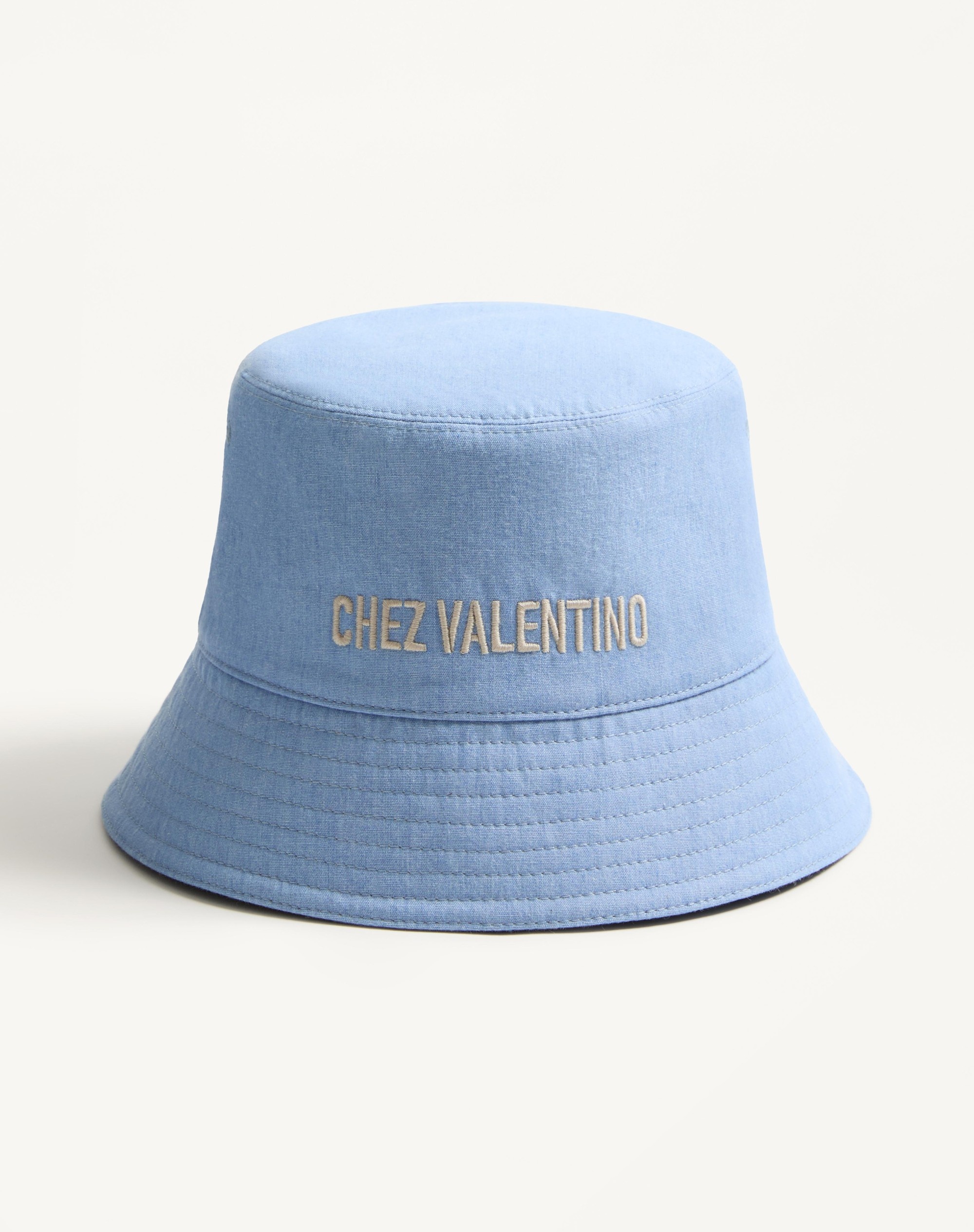 ハット VALENTINO CHEZ HAT Valentino CHEZ VALENTINO DENIM BUCKET HAT WITH EMBROIDERY