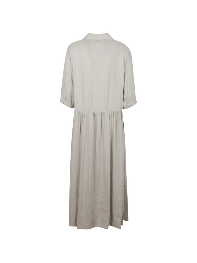 Herno gathered-waist button-up dress outlook
