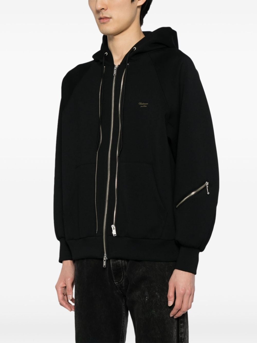 logo-embroidered zip-up hoodie - 3