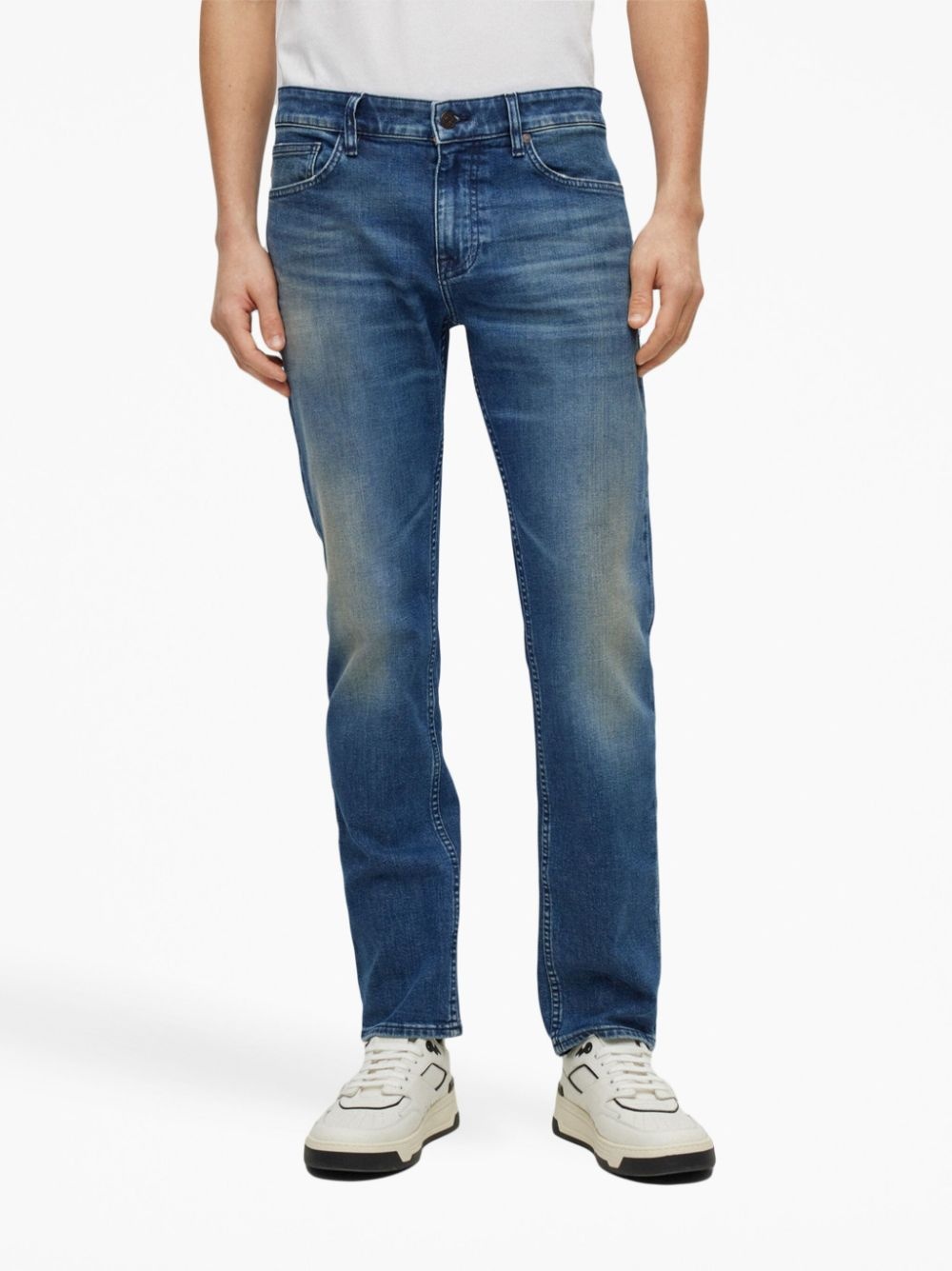 logo-patch cotton blend straight-leg jeans - 3