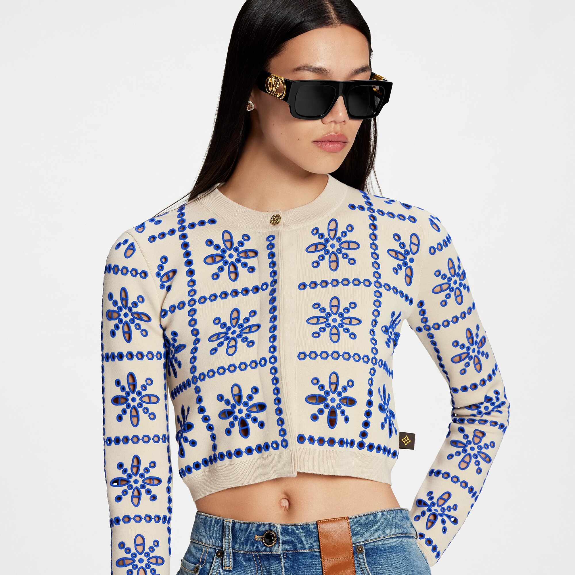 Broderie Anglaise Cropped Cardigan - 5