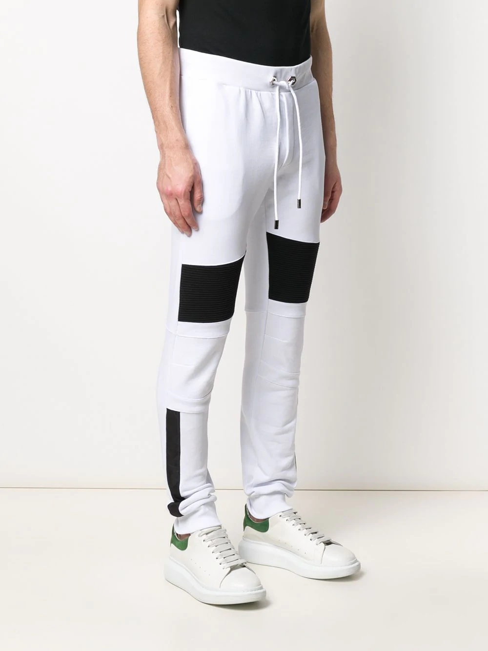 ribbed panel cotton track pants - 3