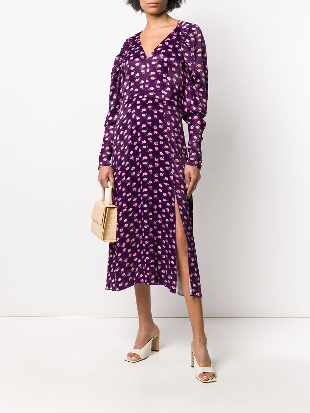 pansy print midi dress - 2