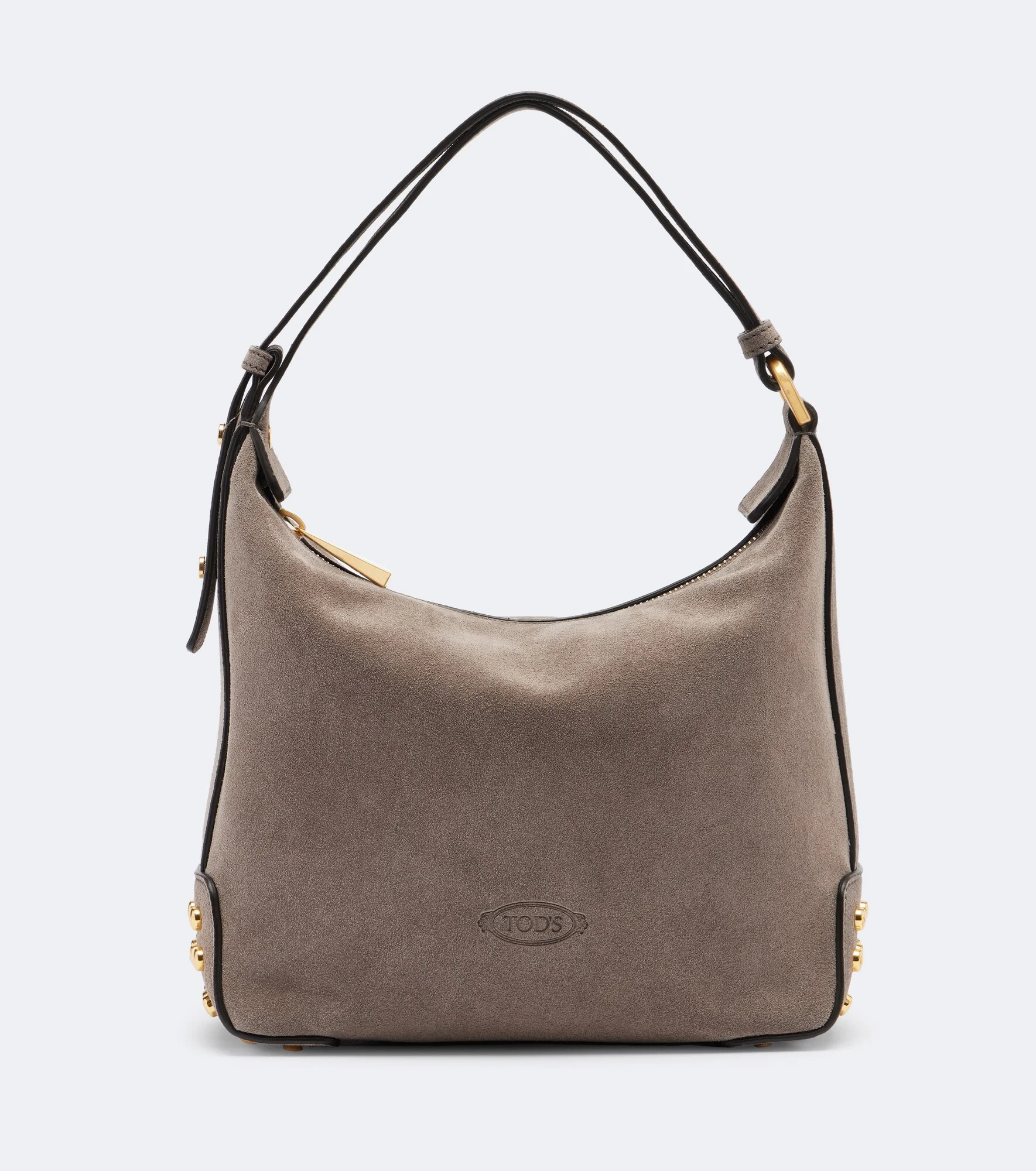 Metal Dots Mini suede top-handle bag - 1