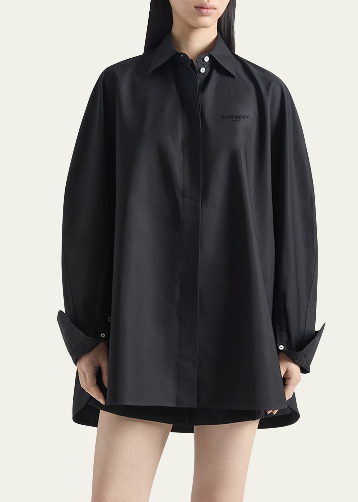 Oversized Button-Down Cocoon Shirt - 4