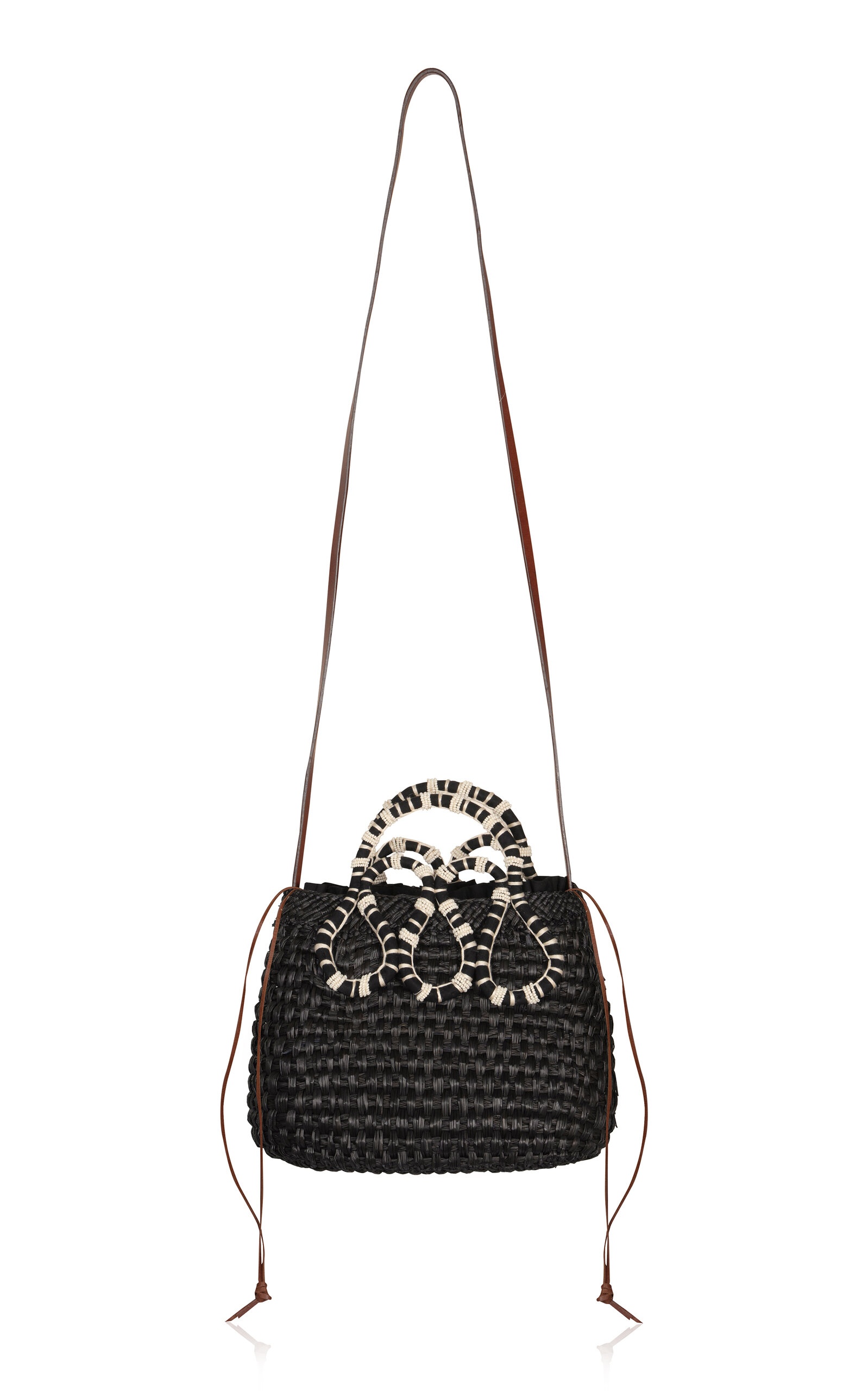 Small Villages Palm and Leather Mini Bucket Bag black - 1