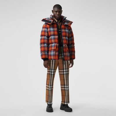 Burberry Detachable Hood Check Cotton Flannel Puffer Jacket outlook