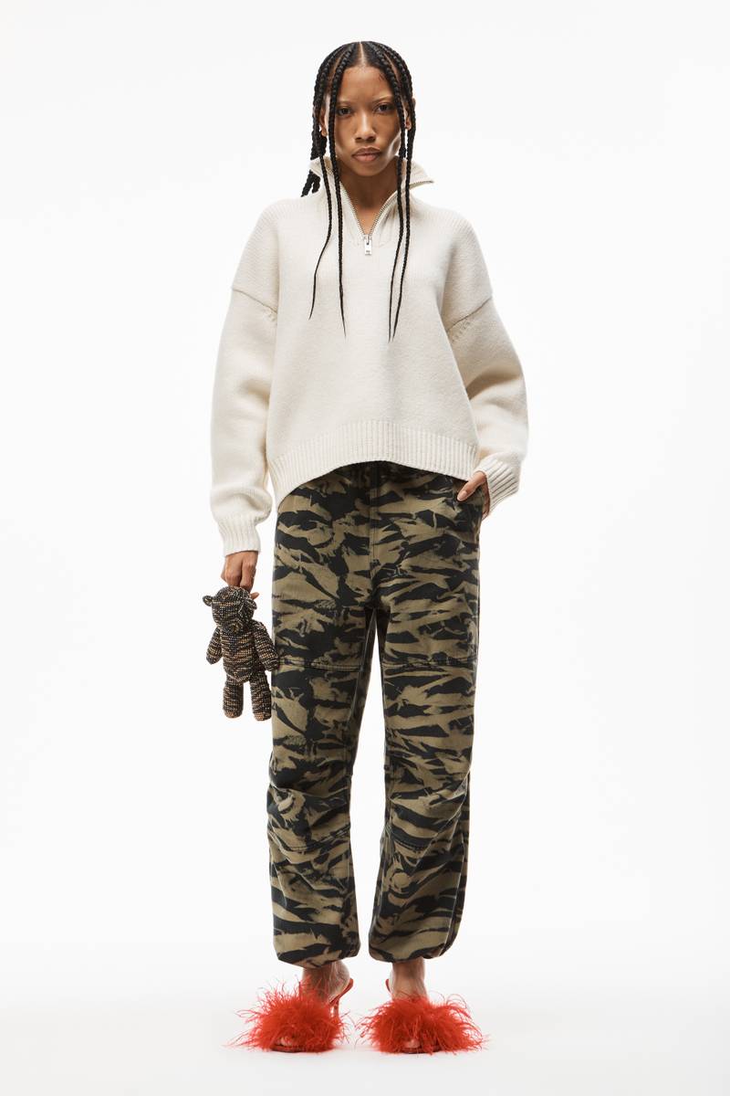 Alexander Wang HALF ZIP PULLOVER IN BOILED WOOL outlook