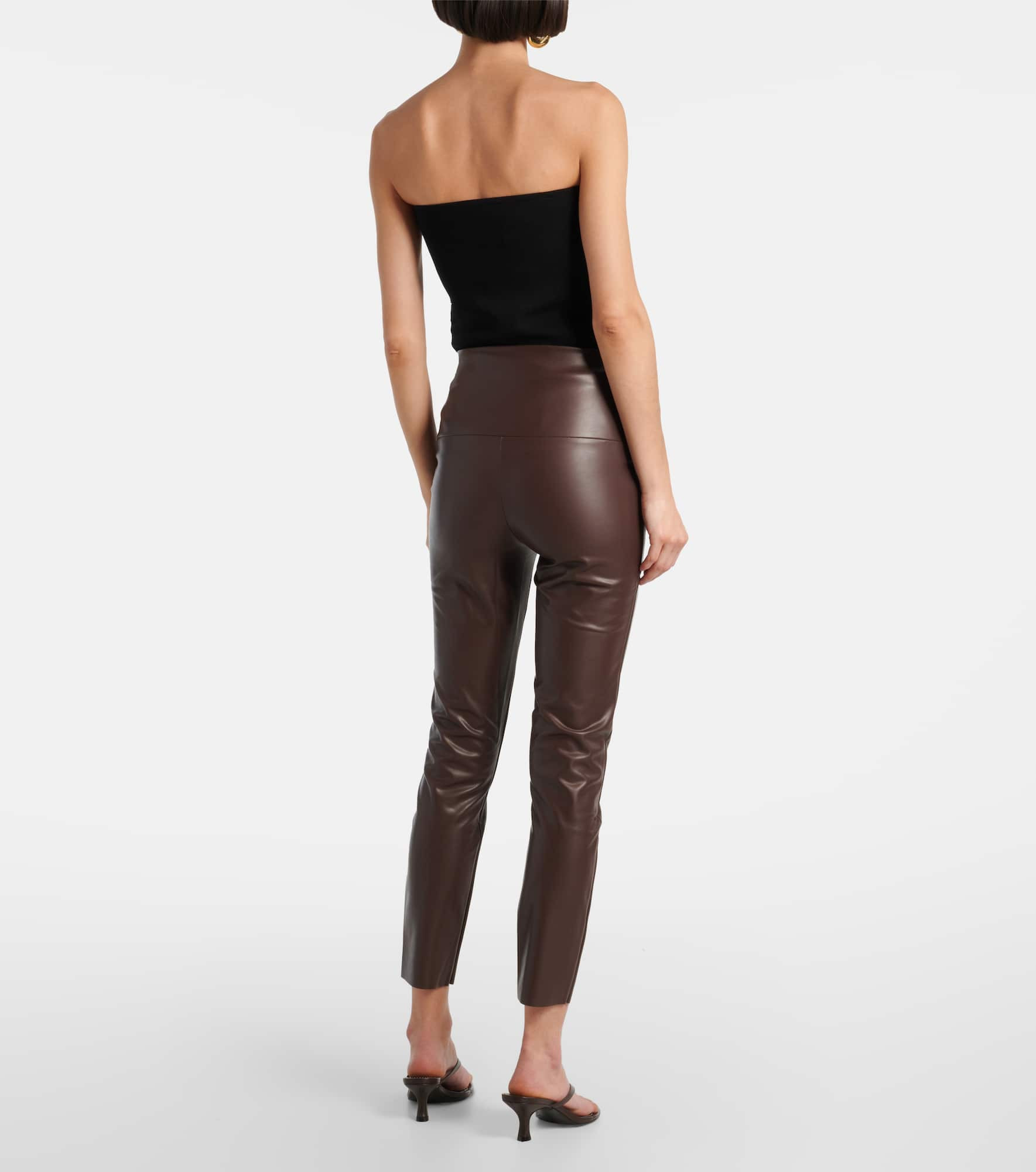 High-rise faux leather leggings - 3