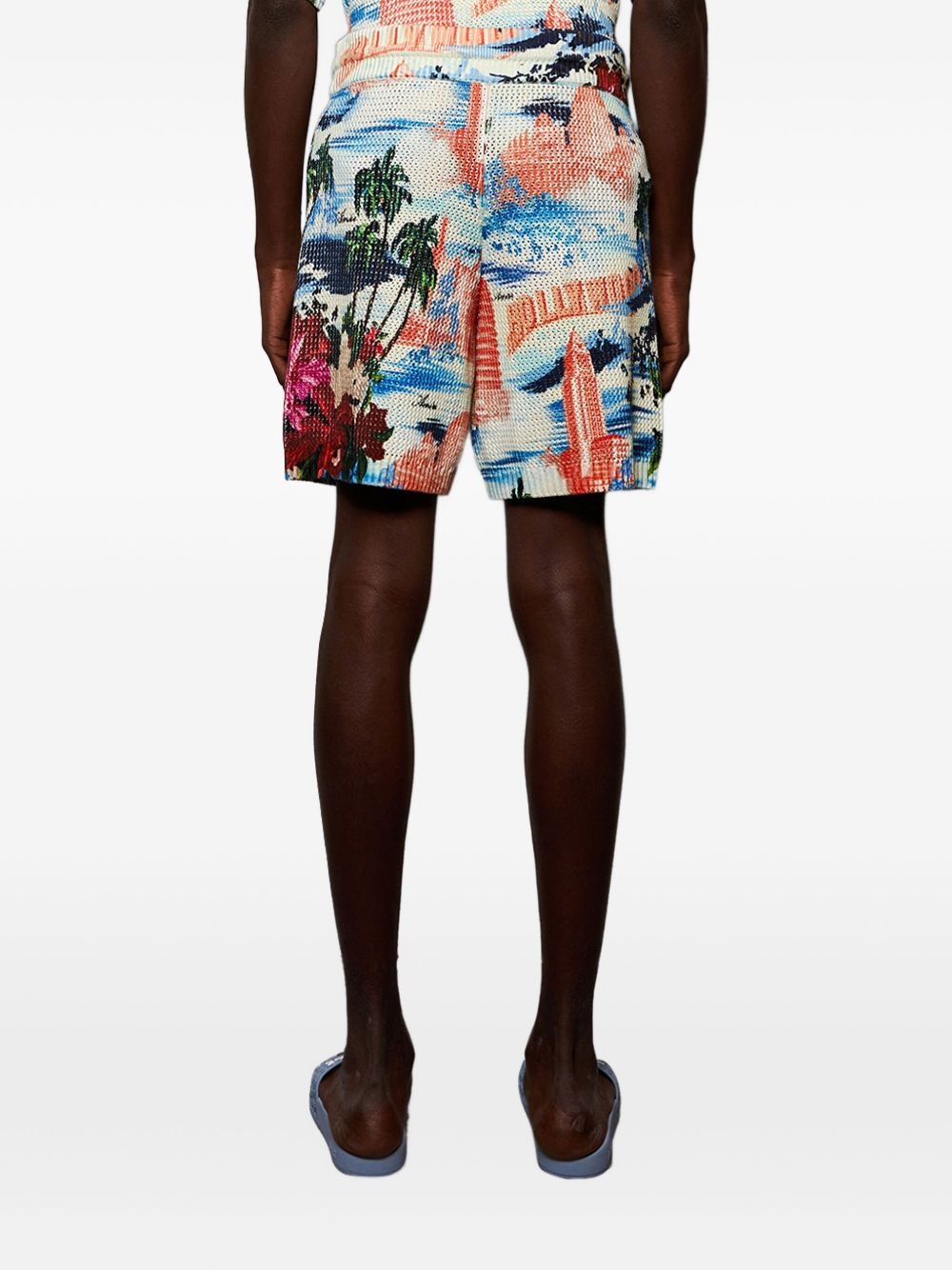 Cityscape printed drawstring shorts - 5