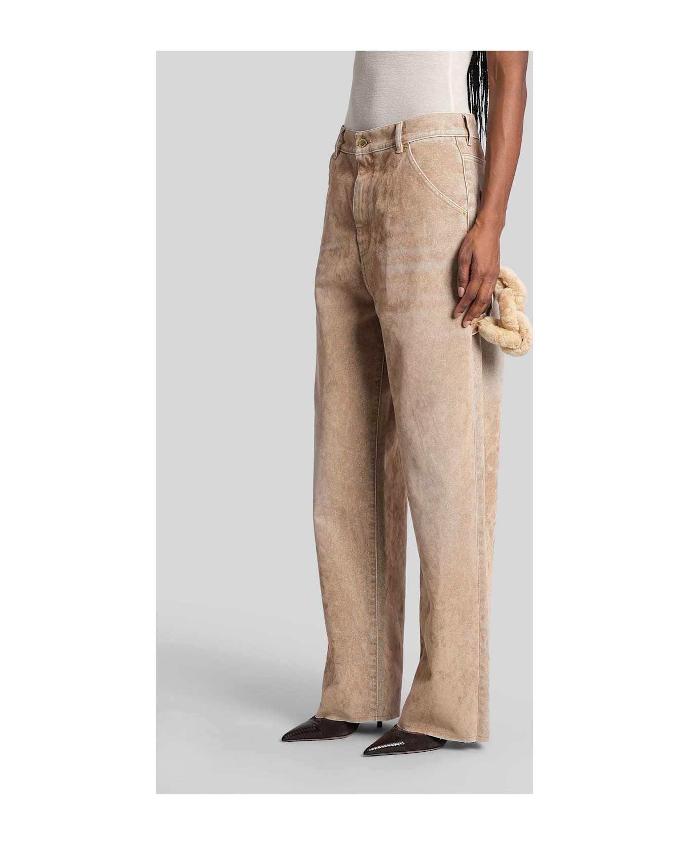 Lisa Jeans In Beige Denim - 4