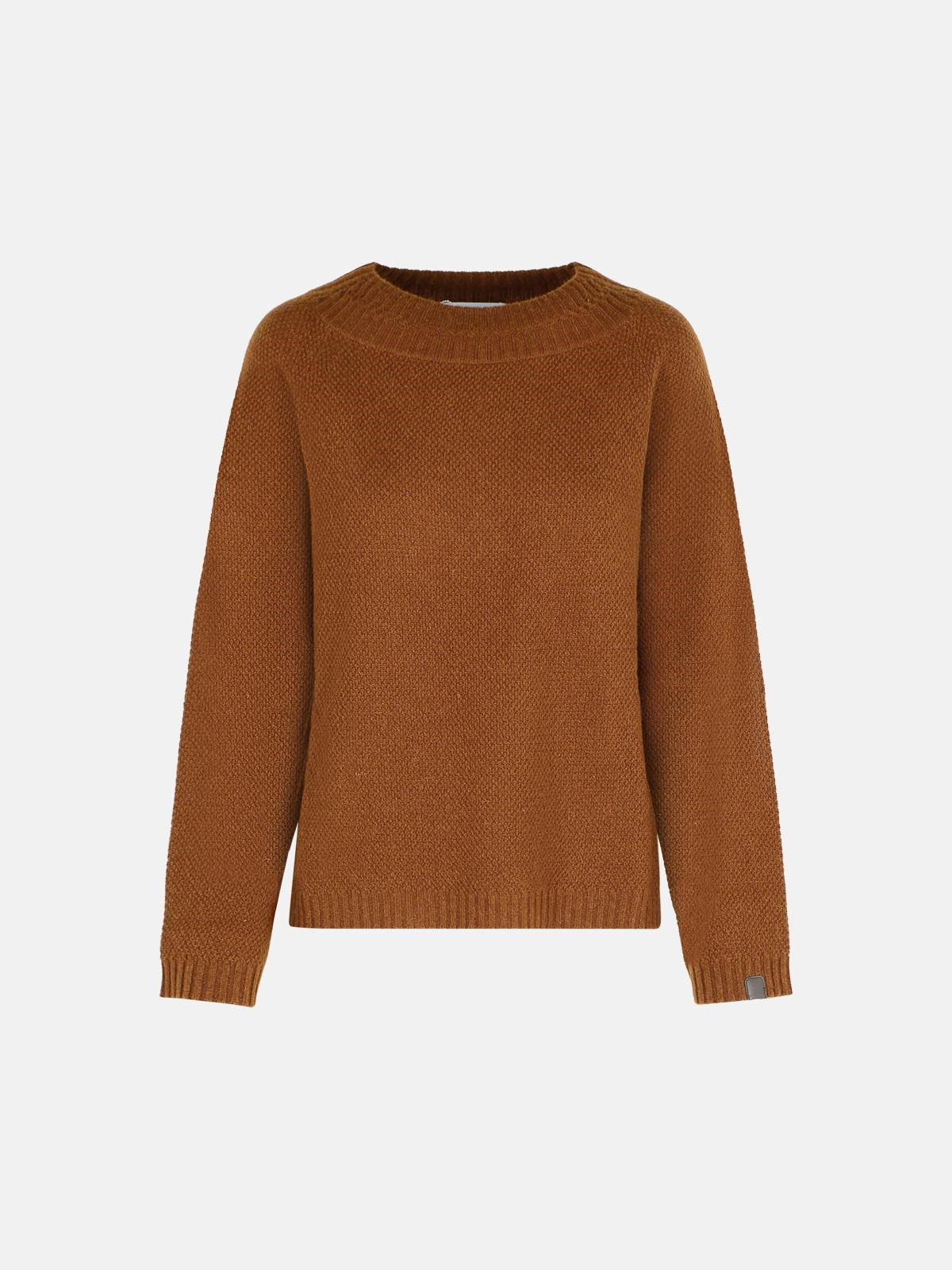 'LASER' SWEATER IN LEATHER-COLORED CAMEL YARN - 1