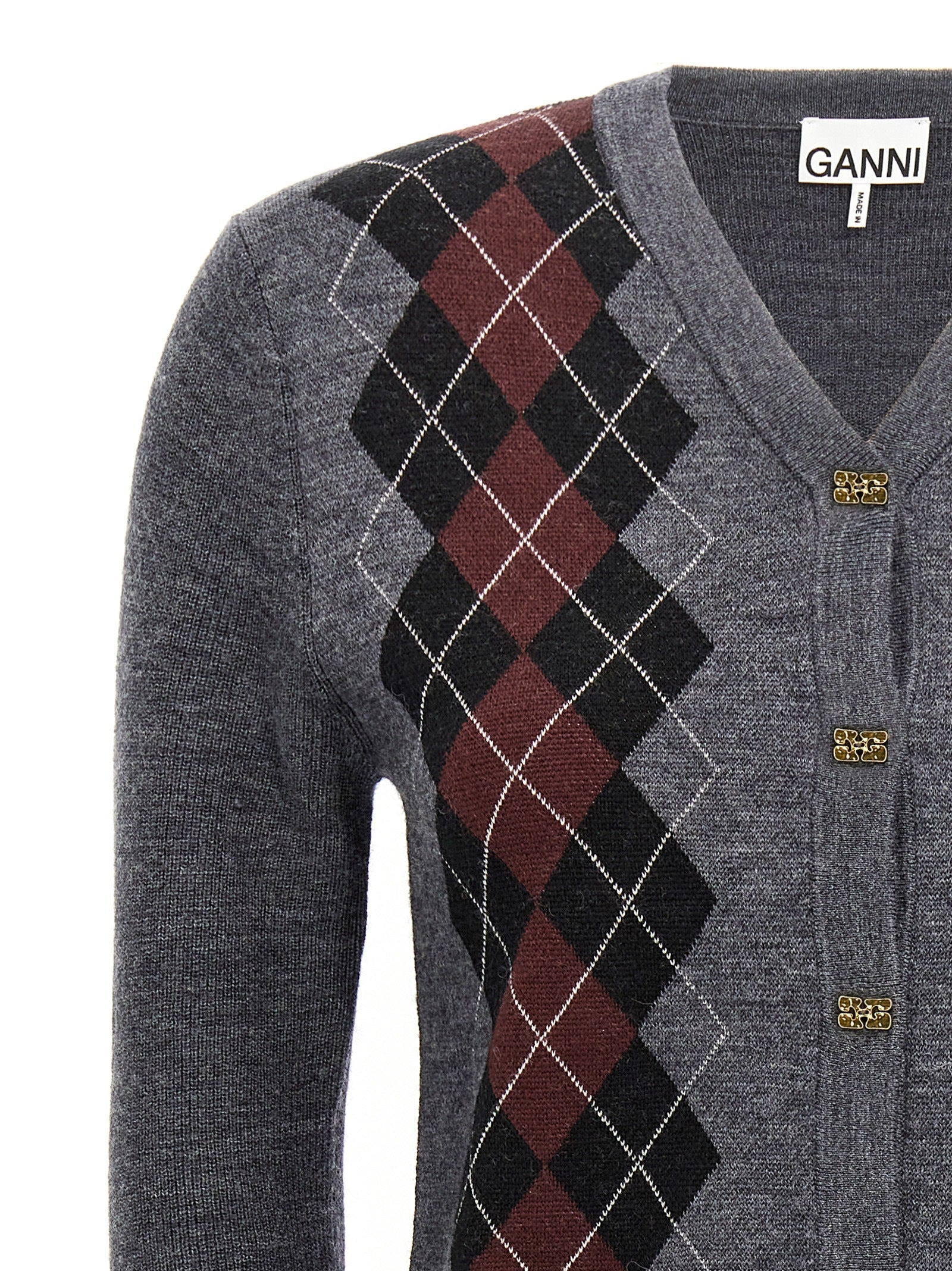 Ganni Women Argyle Cardigan - 3