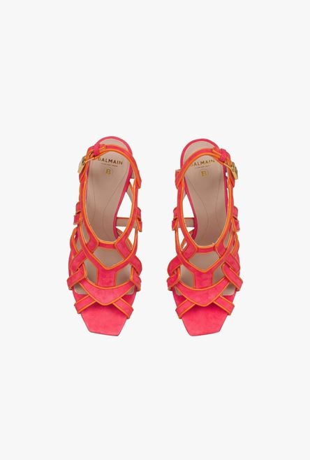 Fuchsia pink and light orange suede Urania sandals - 4