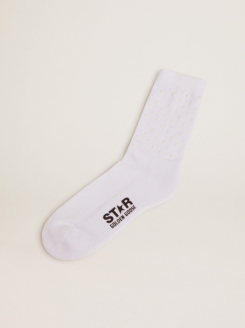 White socks with contrasting 3D stars and logo 1