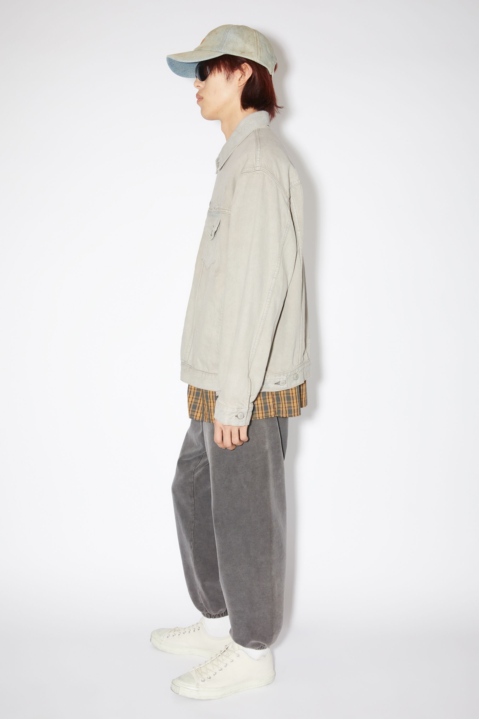 Relaxed fit denim jacket - Grey/beige - 4