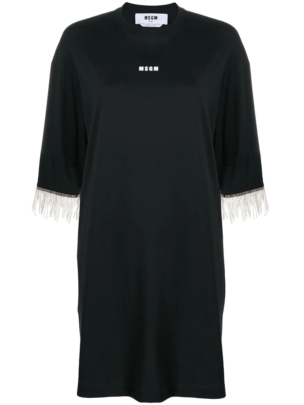 crystal fringe T-shirt dress - 1