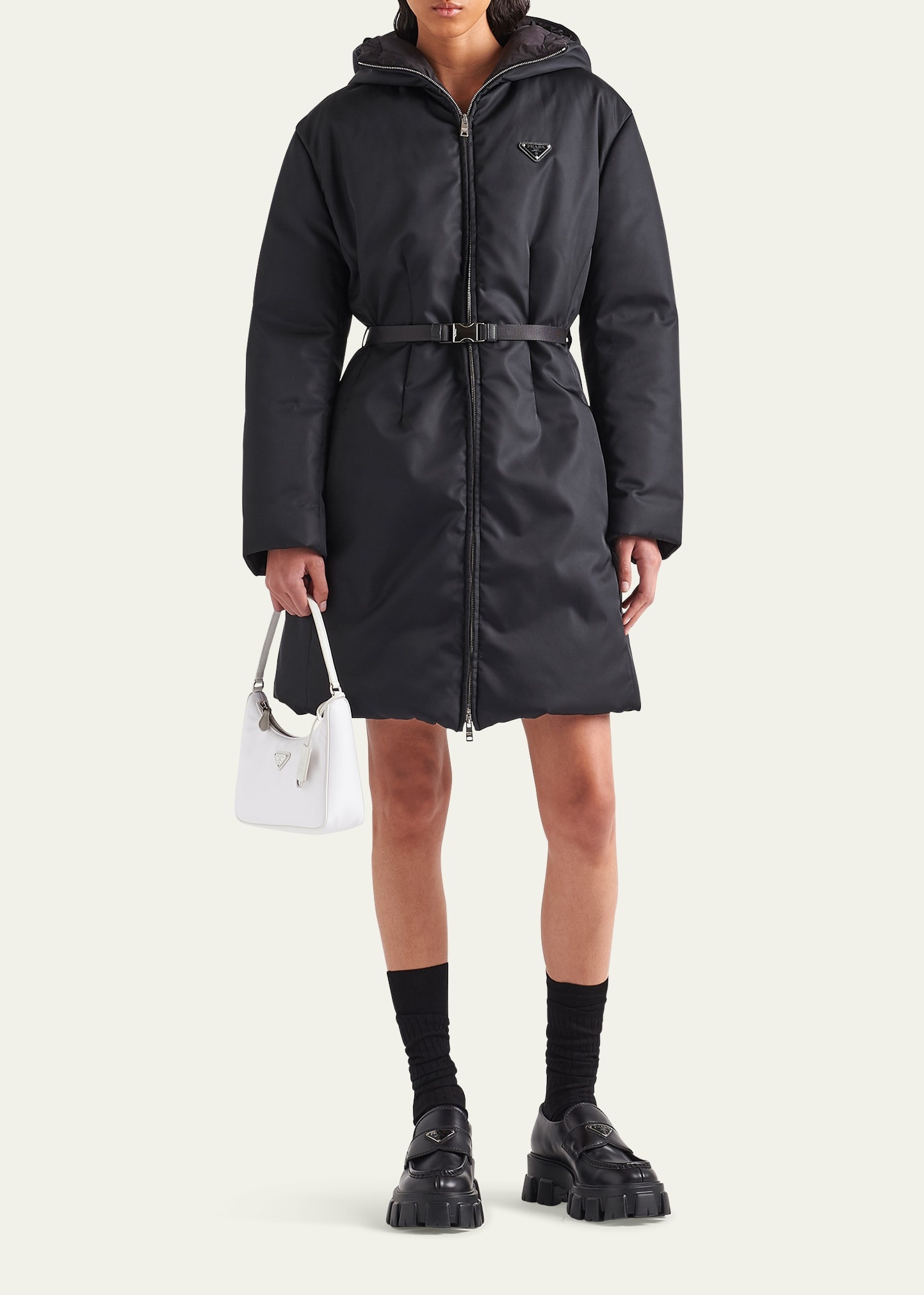 Re-Nylon Hooded Down Belted Jacket - 2