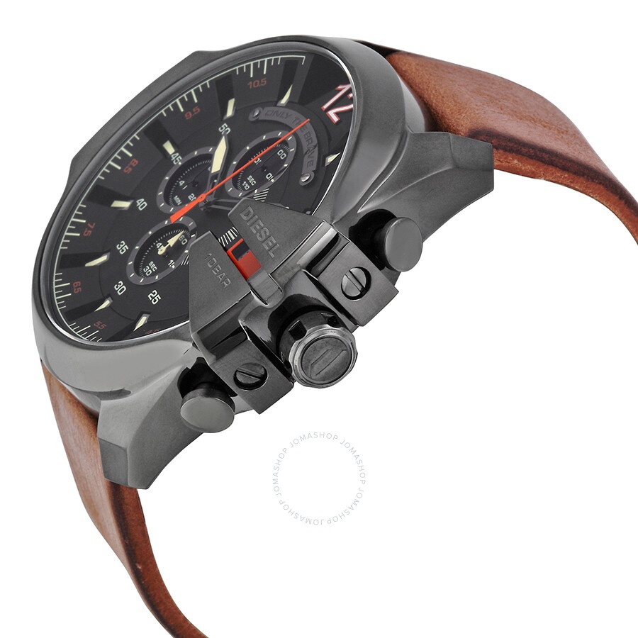Diesel Mega Chief Black Dial Brown Leather Men's Quartz Watch DZ4343 - 2