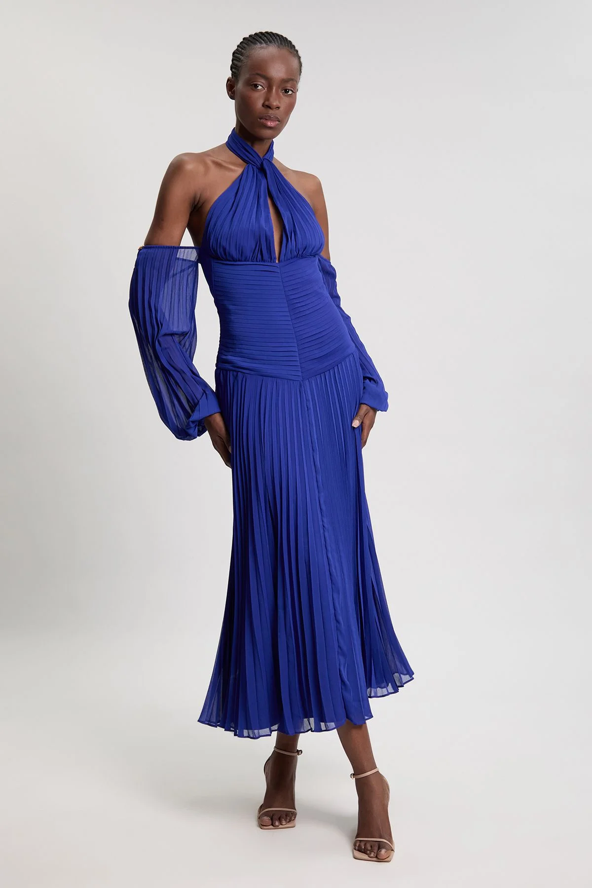 Petite Crinkle Cold Shoulder Georgette Woven Maxi Dress - 1