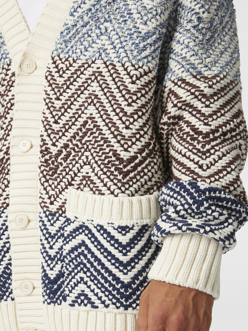 Crochet knit cardigan with macro zigzag and pockets 5