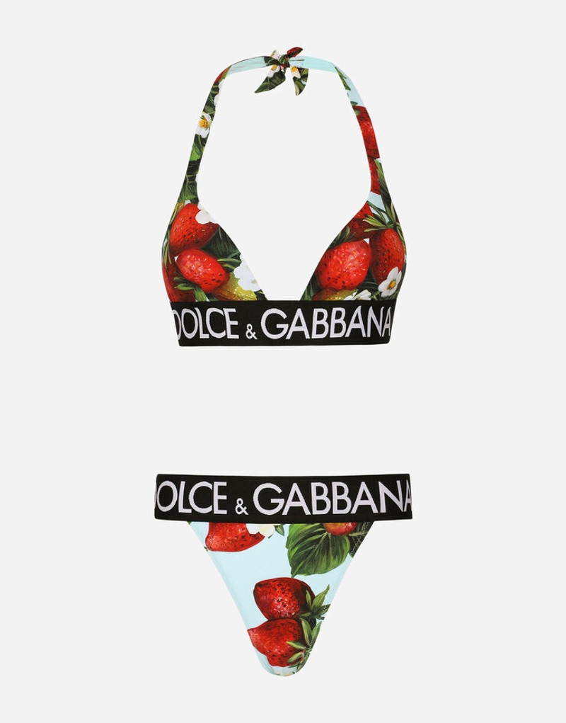 Strawberry-print triangle bikini 1