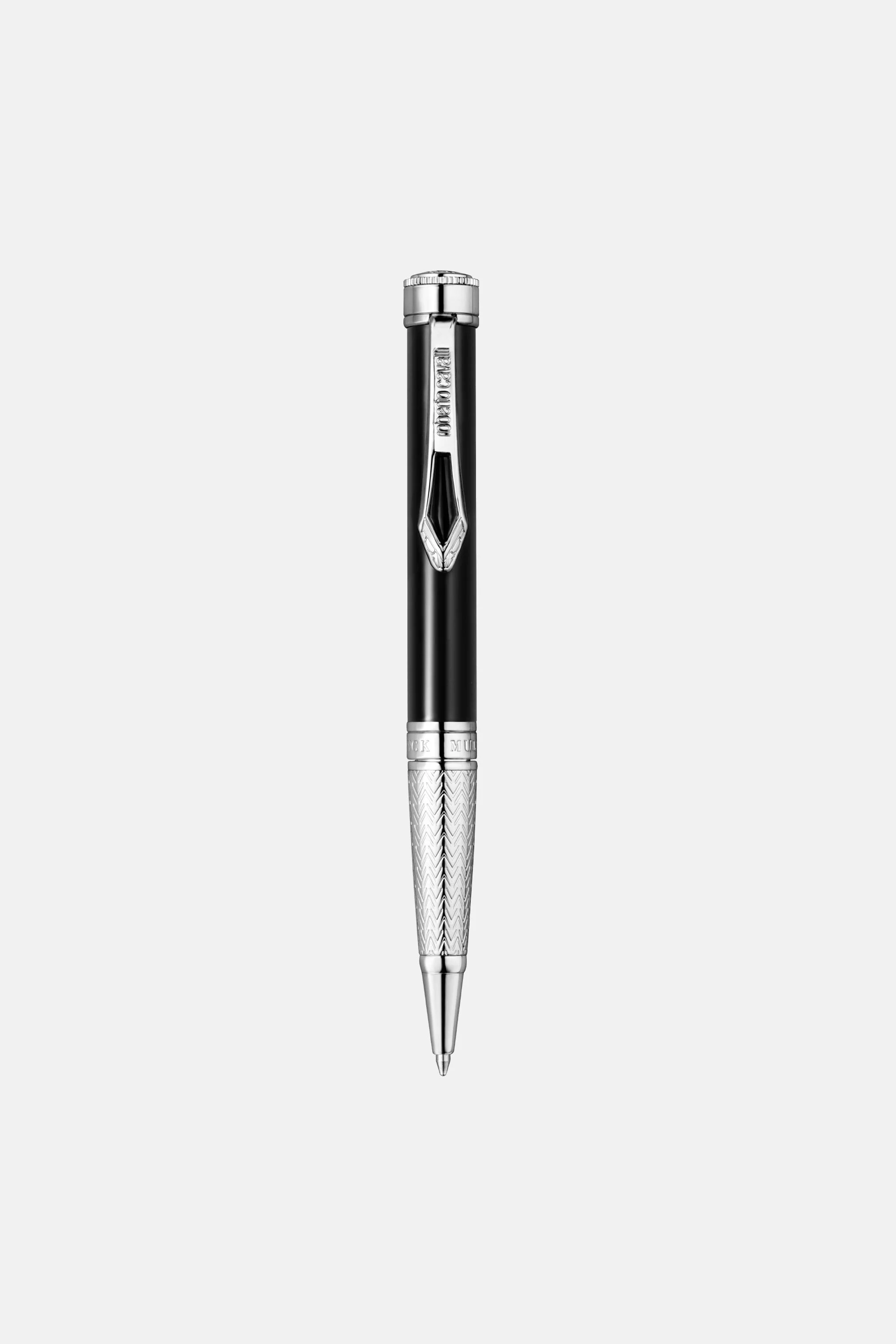 Roberto Cavalli Lacquer Ballpoint Pen, Silver Color & Black Lacquer - 1