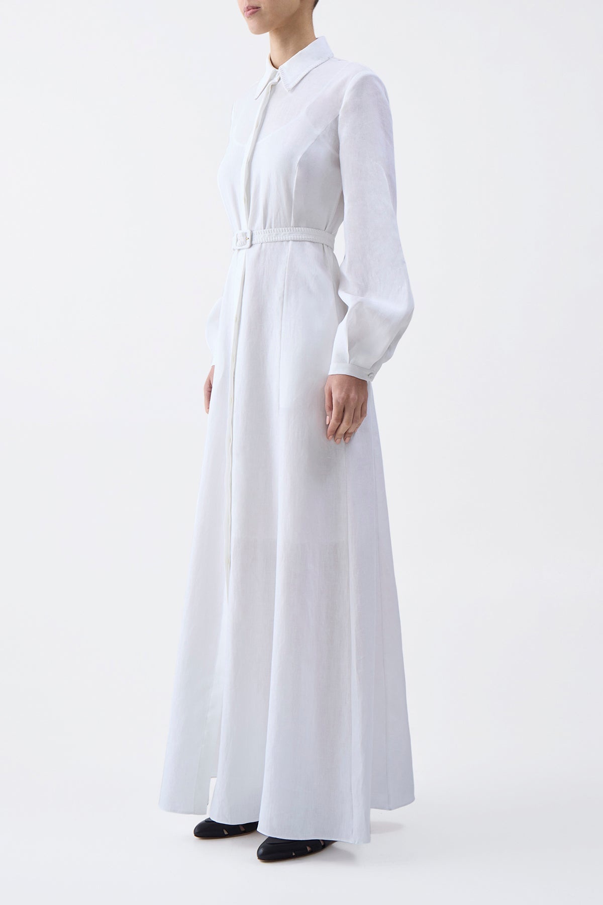 Breton Dress in Ivory Aloe Linen - 3