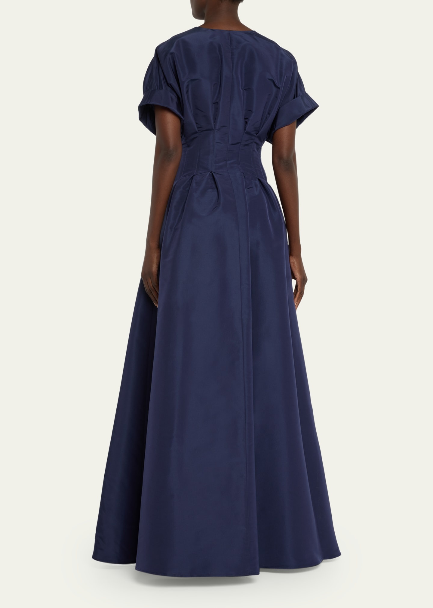 Corset-Waist Short-Sleeve Button-Front Gown - 3