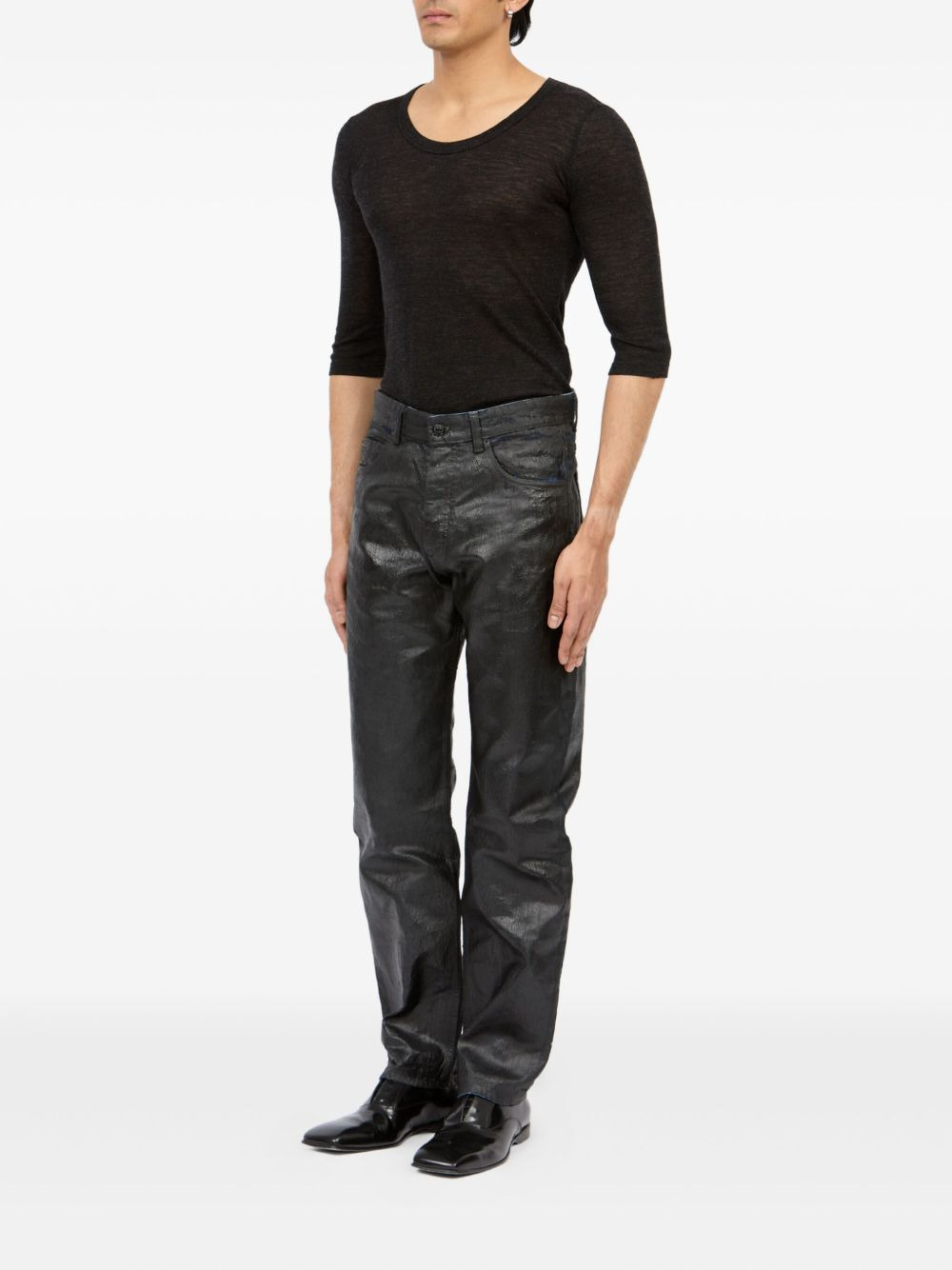 waxed-effect jeans - 4